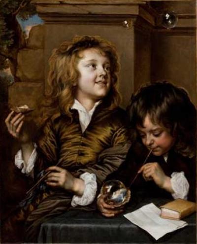 Adriaen hanneman two boys blowing bubbles